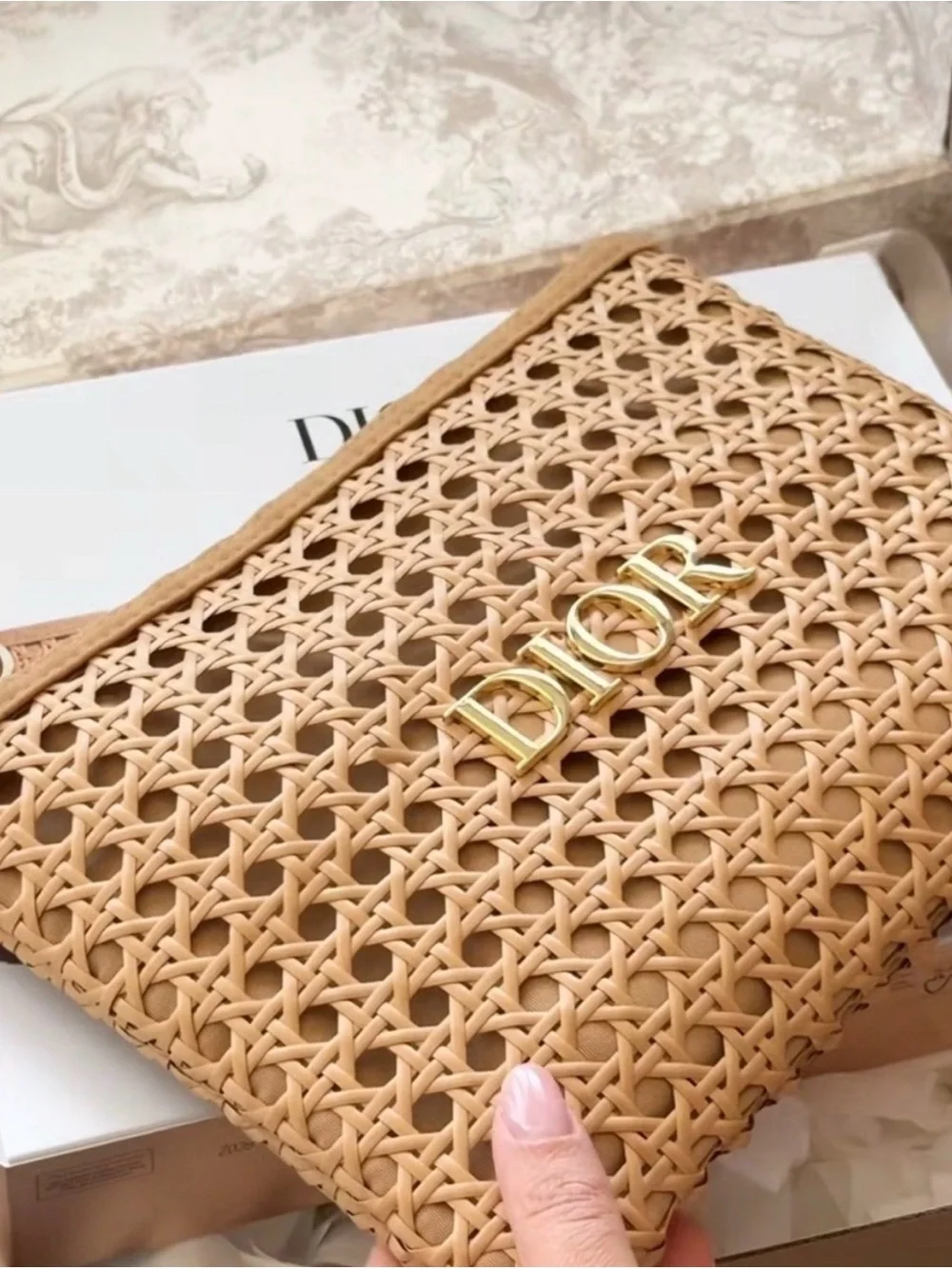 Beauty 2026 Summer Limited Edition Rattan Beige Cosmetic Pouch Bag w/ Box